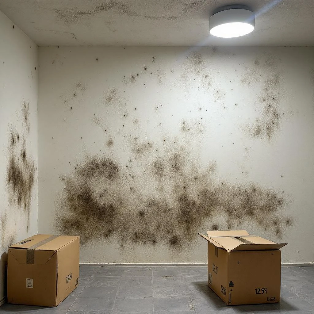 Schimmel op keldermuur - zwarte vlekken die professionele behandeling vereisen